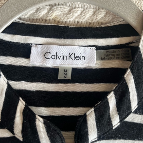 Calvin Klein Black & White Striped Rayon Blend 3/4 Sleeve Blouse Women’s Medium - Picture 10 of 11
